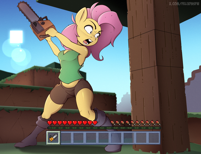 - My Little Pony, Fluttershy, , MLP Crossover, Minecraft
