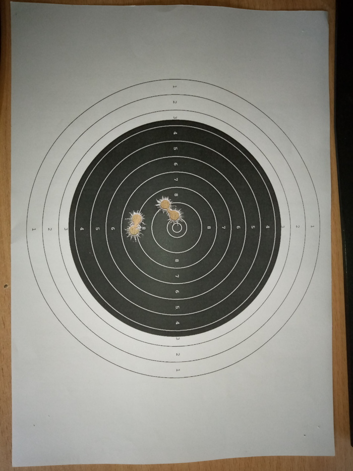 Типичная группа на 100 метрах. Около 45 мм.