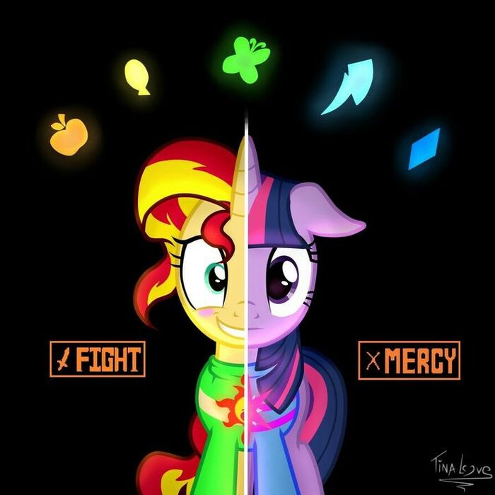  My Little Pony, , Undertale, Twilight Sparkle, Sunset Shimmer