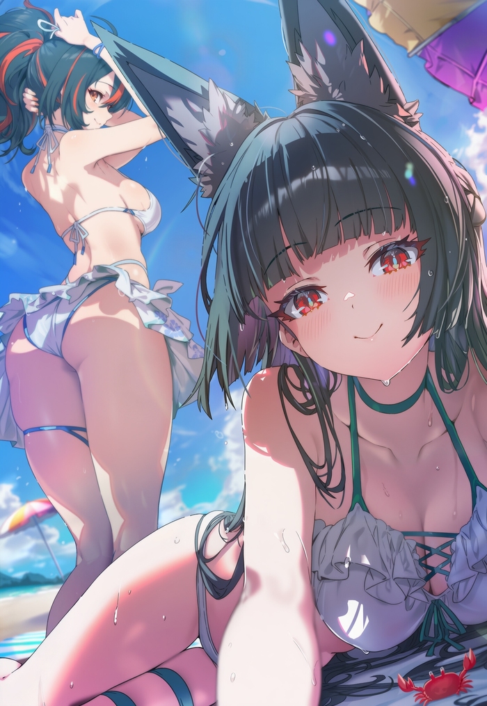     Anime Art, , Hoshimi Miyabi (zzz), Zhu Yuan (zzz), Zenless Zone Zero, , Animal Ears, , 