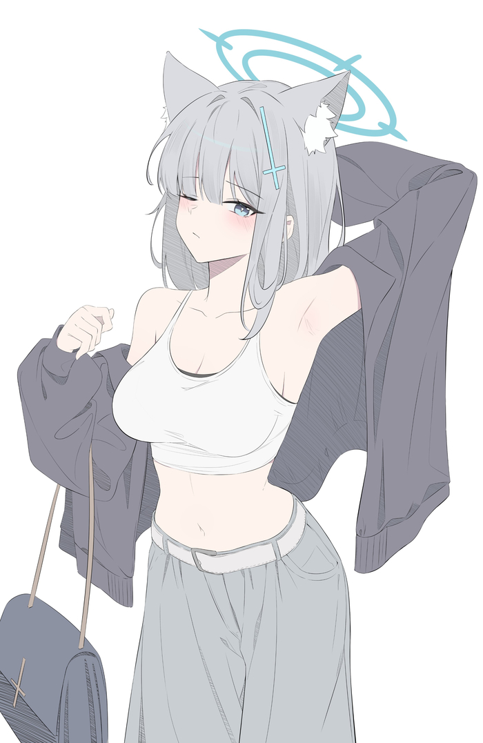    Blue Archive, Sunaookami Shiroko, , , , , Anime Art, Animal Ears,   ,  