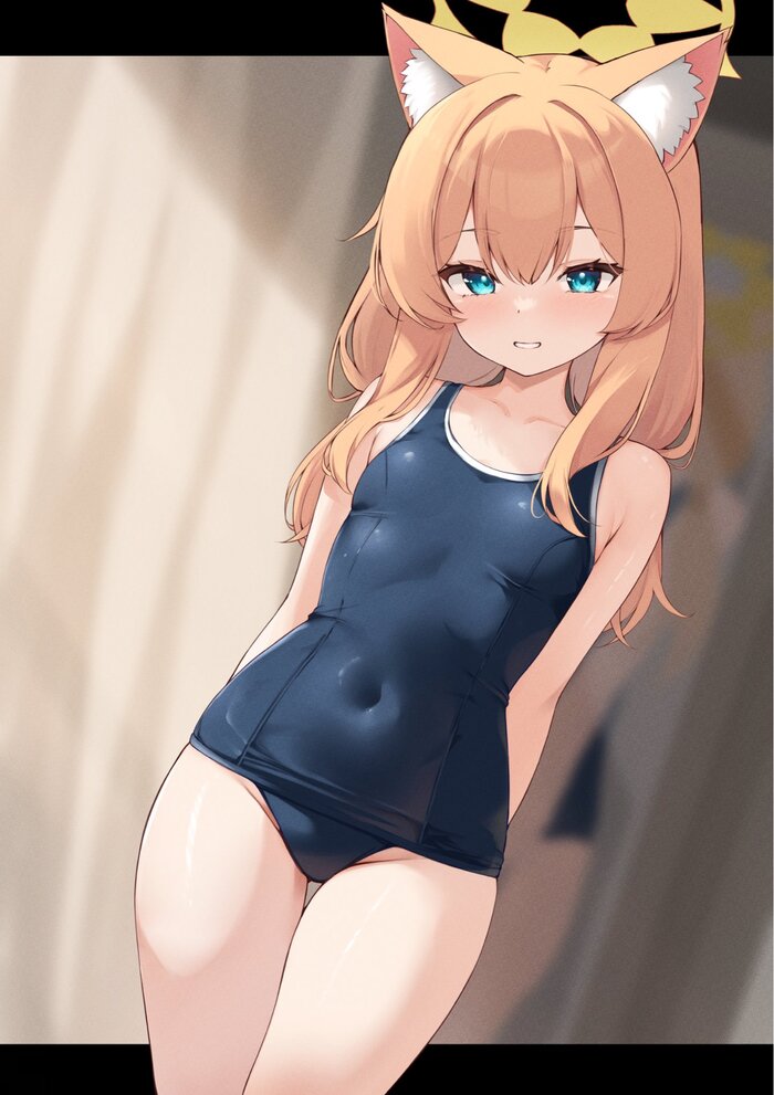 Iochi Mari #027 , Anime Art, Blue Archive, Iochi Mari, , One-piece swimsuit, , Animal Ears,  , 