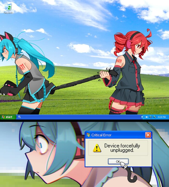  .    , Anime Art, Hatsune Miku, Kasane Teto, Windows XP, , Khyleri,  , , Vocaloid