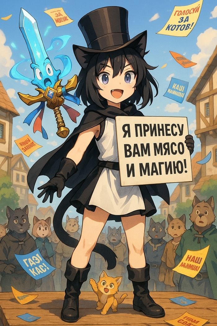 !    !  , , , , Anime Art, Animal Ears, Dall-e, ChatGPT, 