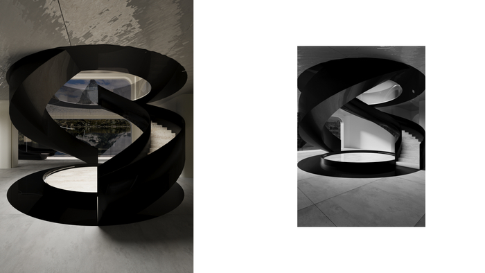 Вестибюль//Вид на лестницу отеля «Солярис»