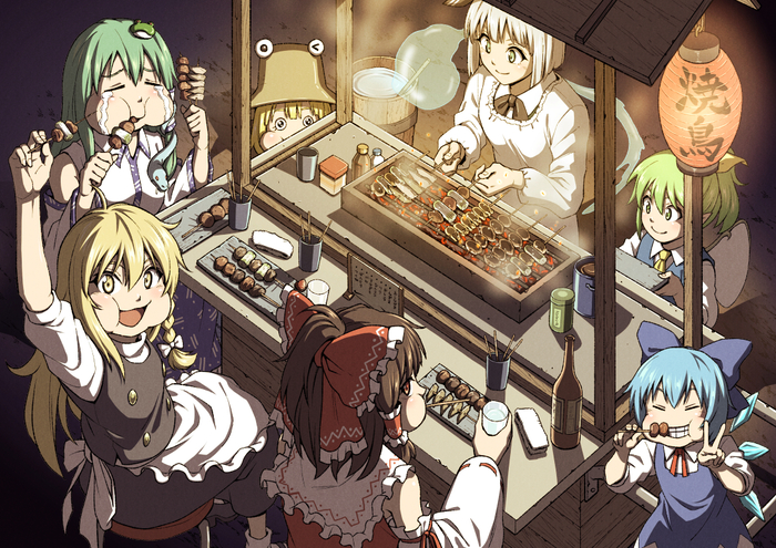     Touhou, Hakurei Reimu, Kirisame Marisa, Cirno, Daiyousei, Konpaku Youmu, Kochiya Sanae, Moriya Suwako, Anime Art, Game Art, , , , Inuno rakugaki