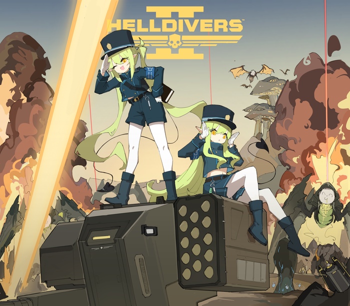   , Anime Art, Tachibana Hikari, Tachibana Nozomi, Helldivers 2, Blue Archive, 