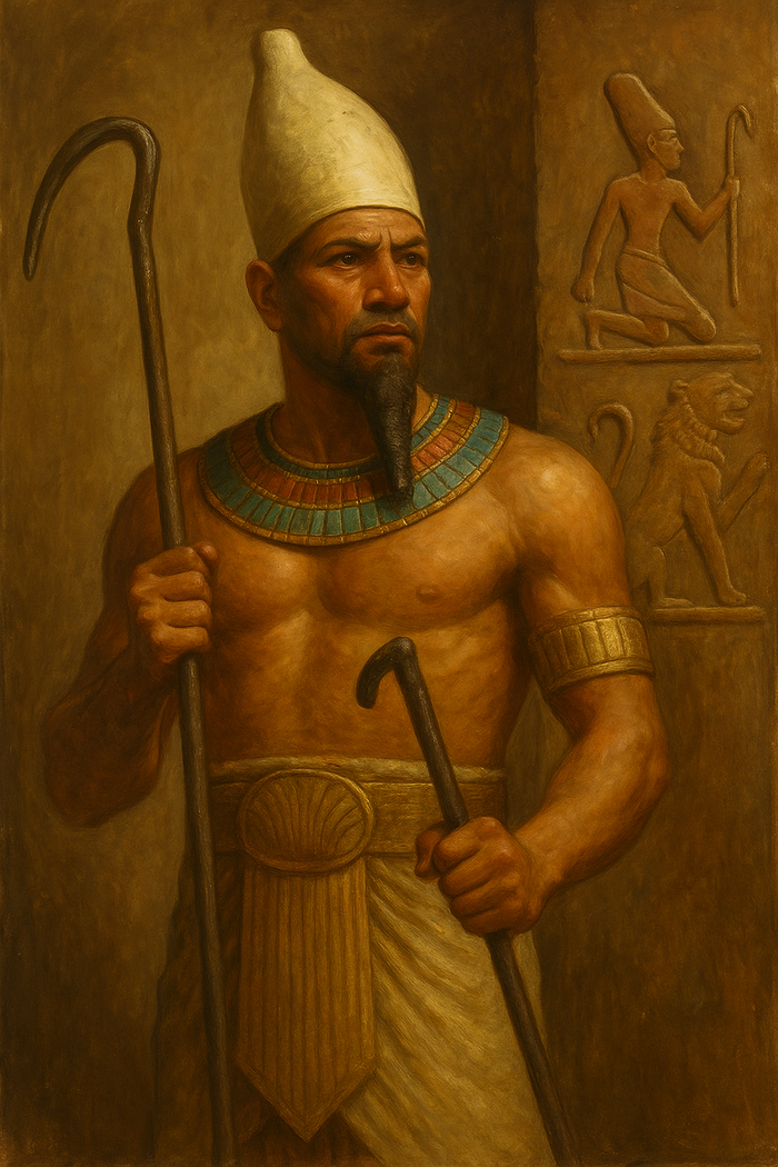 Царь Менес, который объединил Египет. Сгенерировано ИИ.