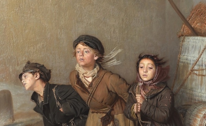 Василий Перов. Тройка (Ученики мастеровые везут воду). 1866. Фрагмент