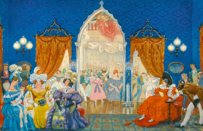 Эскиз декорации к комедии М. Н. Загоскина «Урок матушкам» 1911