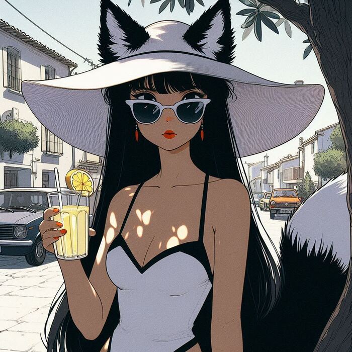    ()  , , Anime Art, , , Original Character, , Animal Ears, , , , , Ginger & White, 