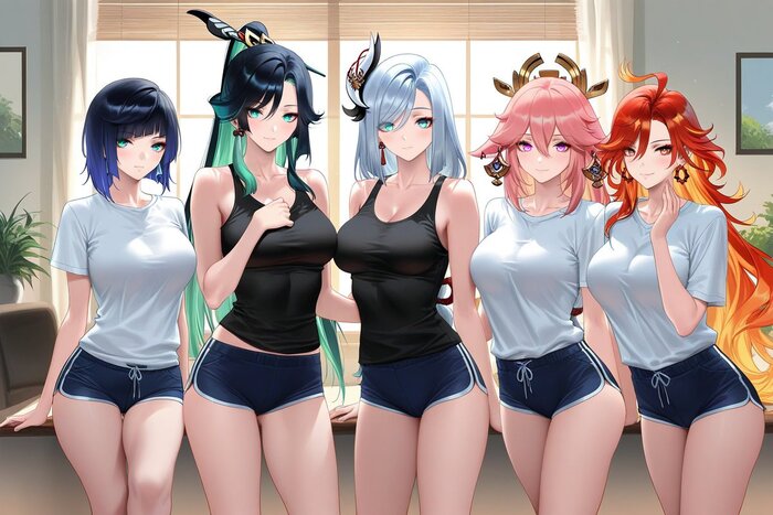   , Anime Art, Yelan (Genshin Impact), Xianyun (Genshin Impact), Shenhe (Genshin Impact), Yae Miko (Genshin Impact), Mavuika (Genshin Impact), Genshin Impact,  ,  