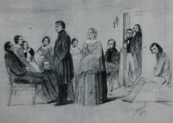 Групповой портрет (Постниковы), 1844 год. ГТГ