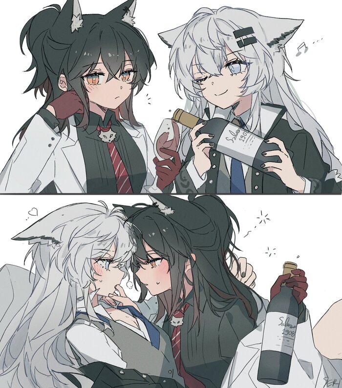         Anime Art, , Lappland, Texas (Arknights), Arknights, Seri (vyrlw), Animal Ears, 