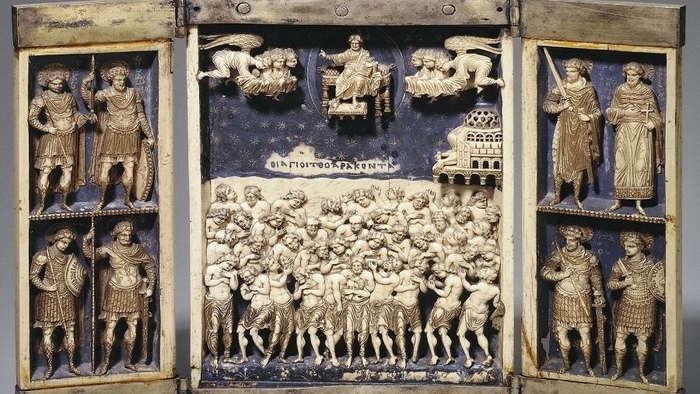 Триптих с изображением сорока мучеников Севастийских конца X – начала XI века, выполненный из слоновой кости. Оригинал хранится в Эрмитаже