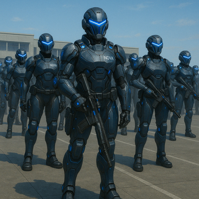 Построение на плацу гарнизона Элиты Нова перед казармой.