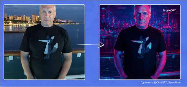 Rework the photo in Cyberpunk 2077 style, with neon lights, tech elements, and a night city atmosphere. [effects: glitch, scan]