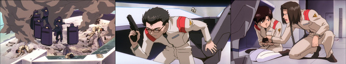 Штурм командного центра. Хьюга и Аоба остреливаются. Майя не готова стрелять в людей ни под каким предлогом.