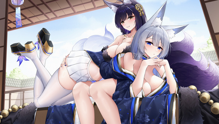Shinano & Musashi Anime Art, , Azur Lane, Shinano, Musashi (Azur Lane), Animal Ears, , 