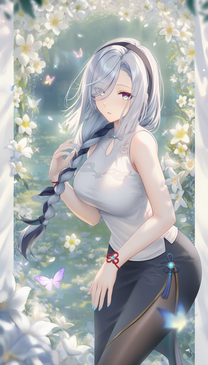 Shenhe , Anime Art, Genshin Impact, Shenhe (Genshin Impact)
