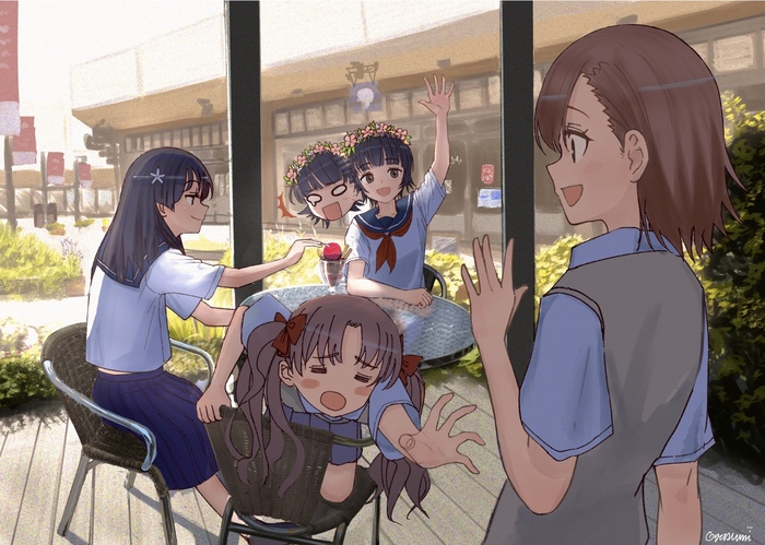    Anime Art, , To aru Kagaku no Railgun, Misaka Mikoto, Shirai Kuroko, Saten Ruiko, Uiharu Kazari, Pixiv