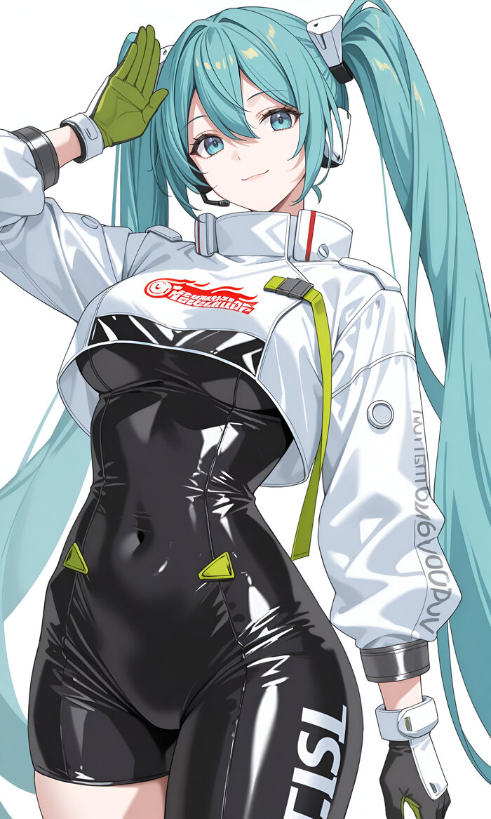 Hatsune Miku , Anime Art, Vocaloid, Vocaloid Art, Hatsune Miku, Racing Miku, Bodysuit,  ,  ,  