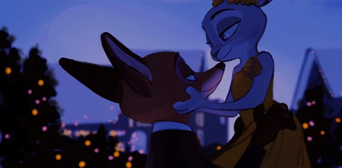 After dark ,  2, Carrot_berry217,   , Nick Wilde, Judy Hopps, , , , Furry Fox, Furry rabbit, , 
