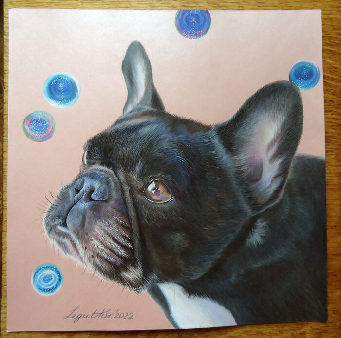 Мечтатель. Цветные карандаши, бумага для скрапбукинга, размер 30,5х30,5см, 2022 год.