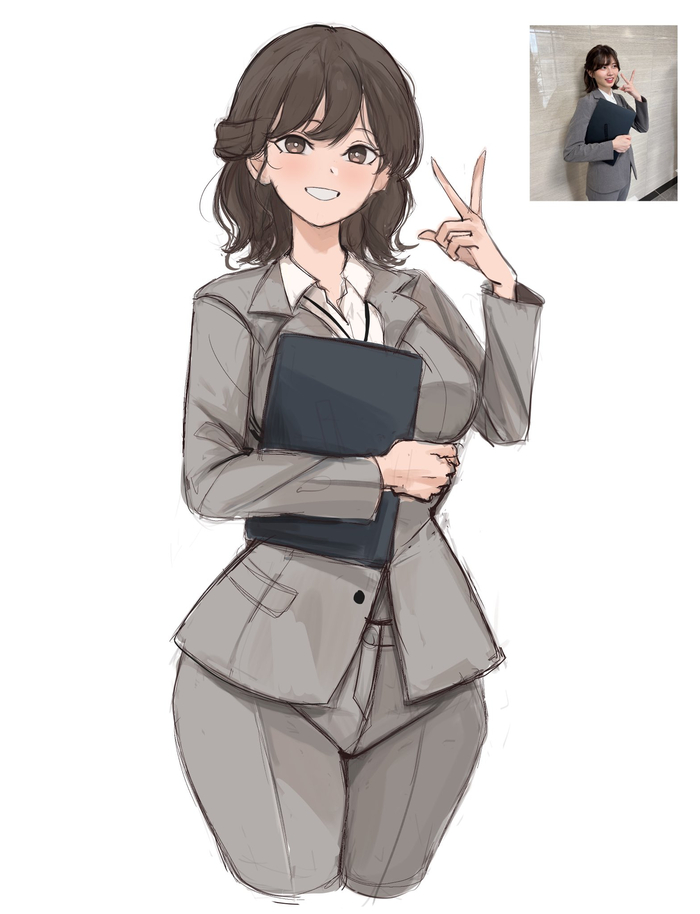 Office lady , Anime Art, , , Office lady, 2D vs 3D