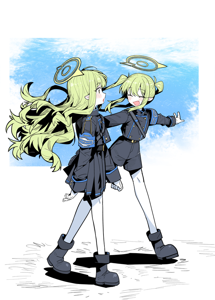   , Anime Art, Blue Archive, Tachibana Hikari, Tachibana Nozomi
