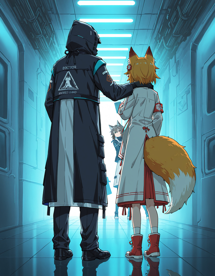    Anime Art, , Arknights, Doctor (Arknights), Sewayaki Kitsune No Senko-san, Senko-san, Animal Ears, ,  , 
