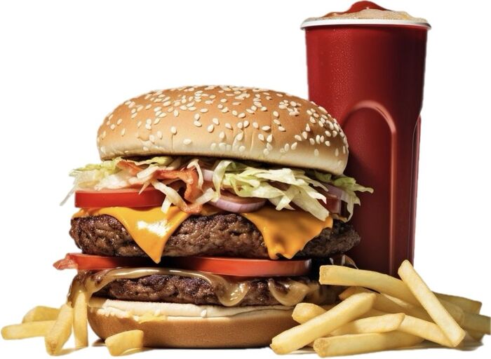 Бургер, кола и картофель фри