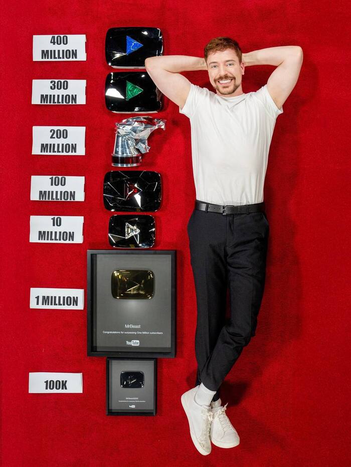 Mr Beast показал все свои награды на YouTube