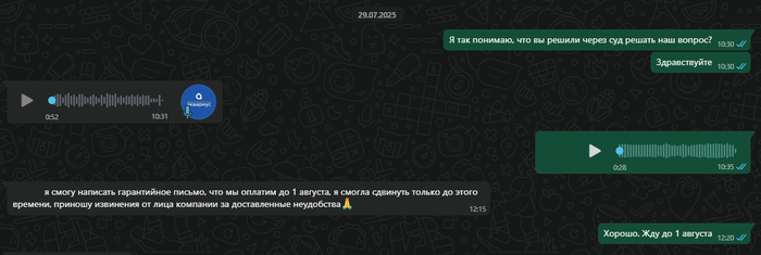 Менеджер часть сообщений голосовыми присылает