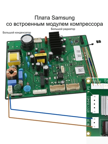 Обманка — это прошитая плата. Вот, например, обманка для холодильника Samsung