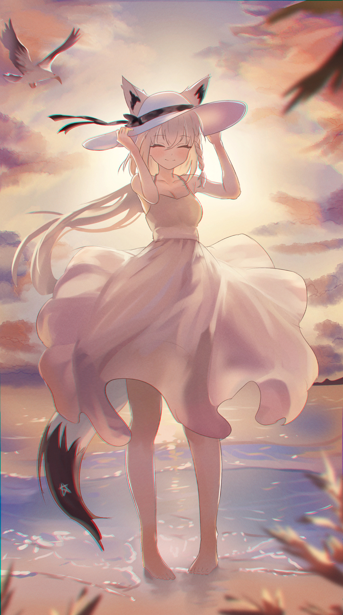   Hololive, Virtual YouTuber, Shirakami Fubuki, Animal Ears, Anime Art, , , 