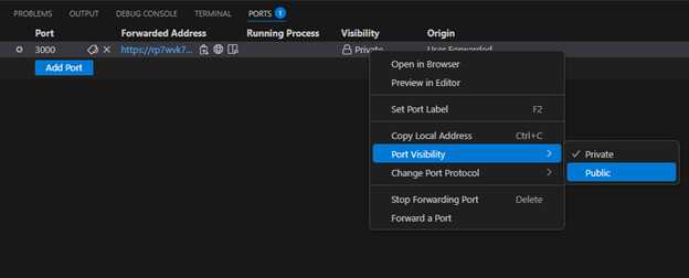     Visibility  ,  Private  Public
