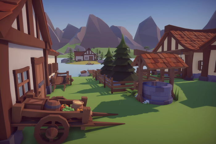  Low Poly Fantasy Medieval Village  Asset store unity , Gamedev, , ,  , Unity, Unity3D, , Low poly, , , , 