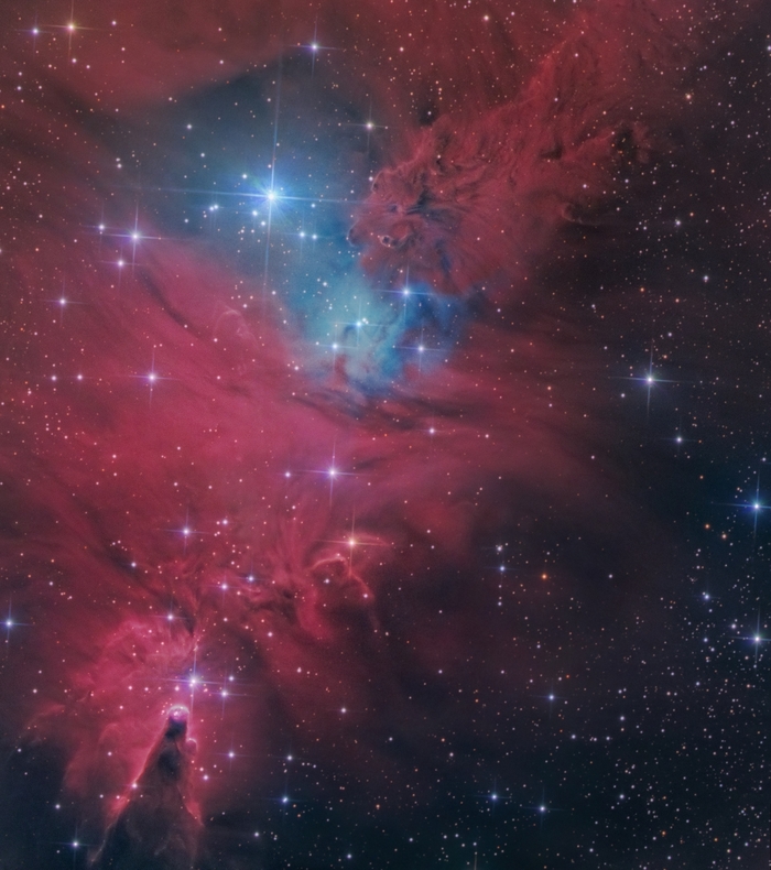 Fox Fur and Cone nebulas /  150/750, QHY294m, Baader mpcc m3, Baader R/G/B + H-alpha   Shedevr 360. (360 f/2.9 .    )