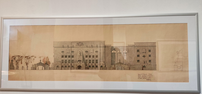 Проект реконструкции здания на Васильевском острове под крематорий. Фасад дома со стороны 14-й линии В.О. Автор проекта Артемий Джогоров.