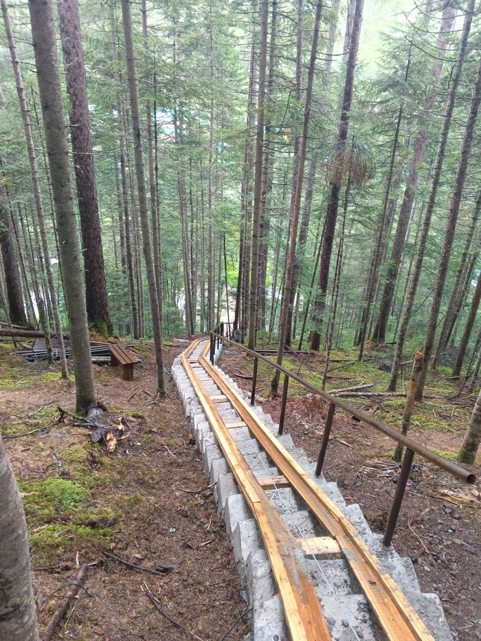 В процессе облагораживание тропинок на сопки для пеших прогулок и шикарных видов.
