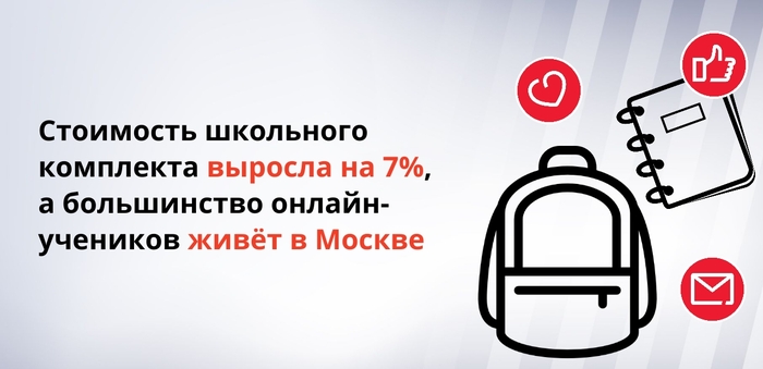 Стоимость школьного комплекта выросла на 7%, а большинство онлайн-учеников живёт в Москве