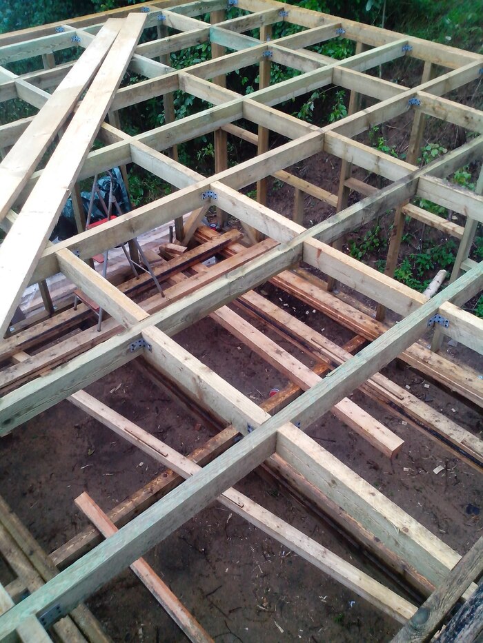 -Тааак, утеплитель у нас 800 на 600, ну, допустим под 600 у нас доски шести метровые, а 800 как сделать? - да ща поперечины напилим и на уголки прикрутим.