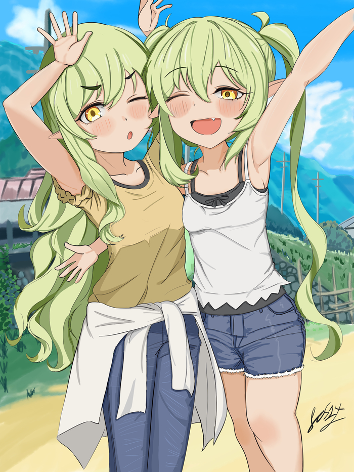       (c) , Anime Art, Blue Archive, Tachibana Hikari, Tachibana Nozomi, Higurashi no naku koro ni, , 