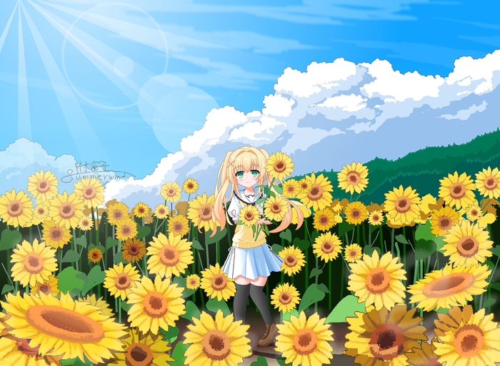  Anime Art, , Pixel Art, Summer Pockets, Tsumugi Wenders, , Pixiv