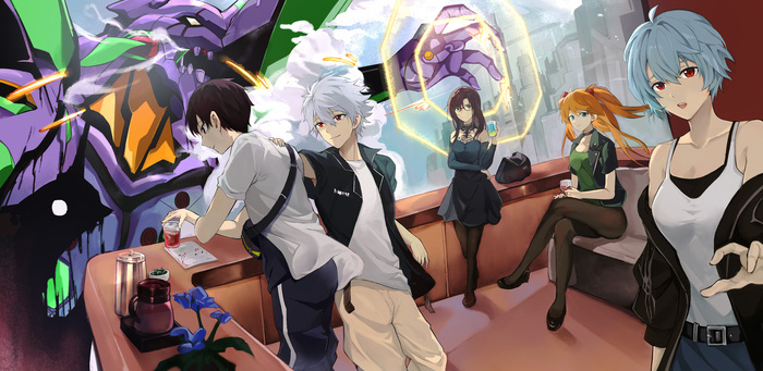   Evangelion 30th Anniversary Evangelion, Shinji Ikari, Rei Ayanami, Asuka Langley, Nagisa Kaworu, Makinami Mari, Anime Art, ,   
