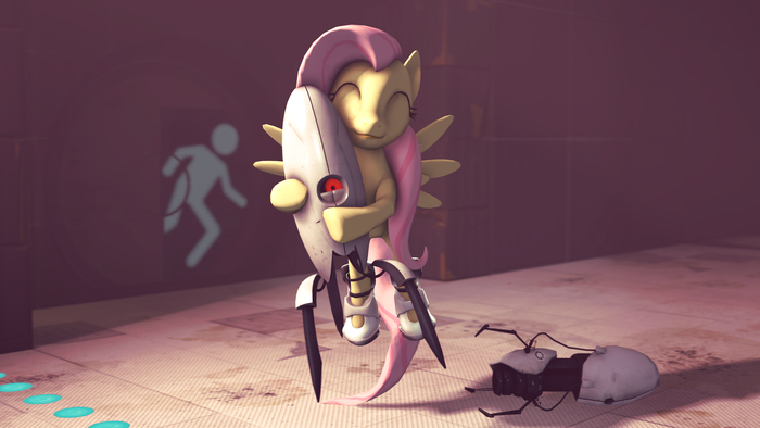   My Little Pony, Fluttershy, MLP Crossover, Portal, 3D