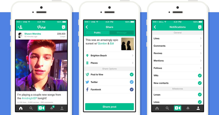   Vine , , , ,   , Telegram (), 