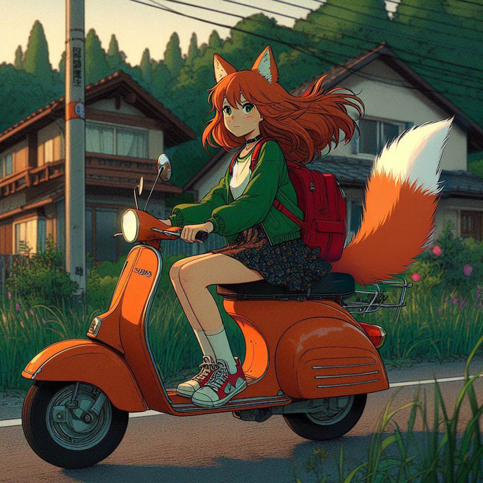 -,     , Anime Art, , , ,  , , Original Character, Animal Ears, , , , , Ginger & White, 