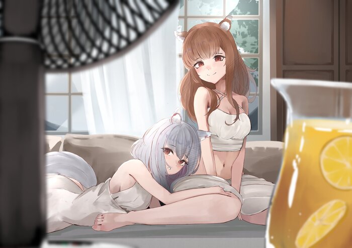 Holo & Myuuri Anime Art, , Spice and Wolf, Holo, Myuri, Pixiv